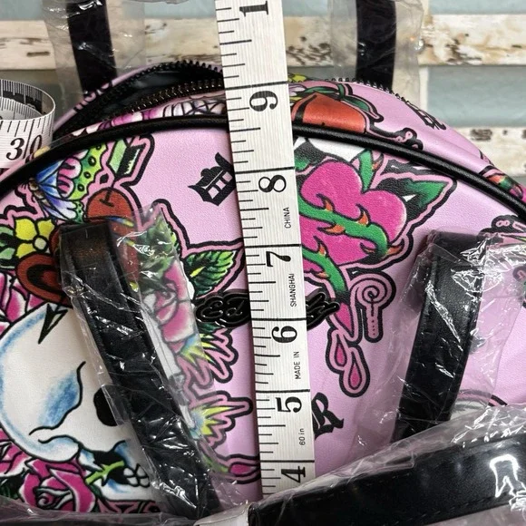 Ed Hardy Pink Y2K‎ Thermal Lunch Tote Hot or Cold Dual Straps Skulls Butterflies - Picture 11 of 15